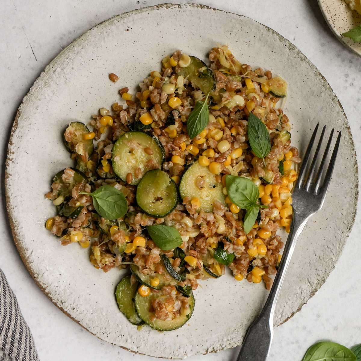 Corn and Zucchini Farro Salad Recipe